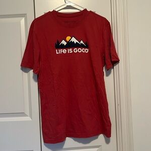 Women’s All Cotton Life is Good Red Mountain T-Shirt Size Medium